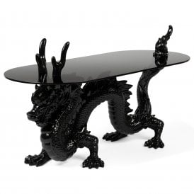Dragonized Bastard Black Glass Coffee Table