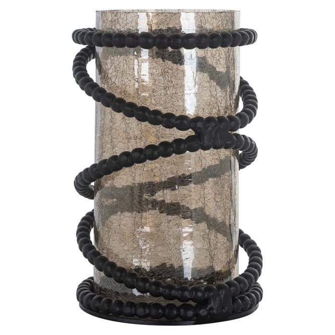 Edison Black Hurricane Candle Holder With Glass 