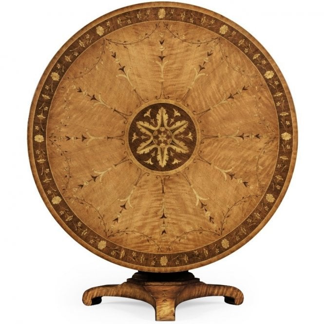 Flip Top Round Centre Table 48'' With Floral Marquetry