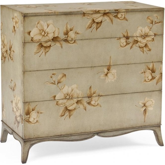 Floral Painted Grey Chest Of Drawers