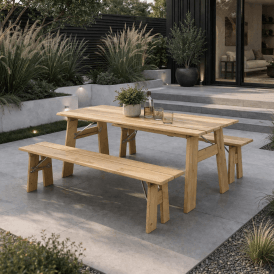 Folding Garden Dining Set Table And Benches