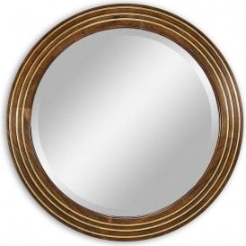 French Country Round Walnut Wall Mirror 56cm