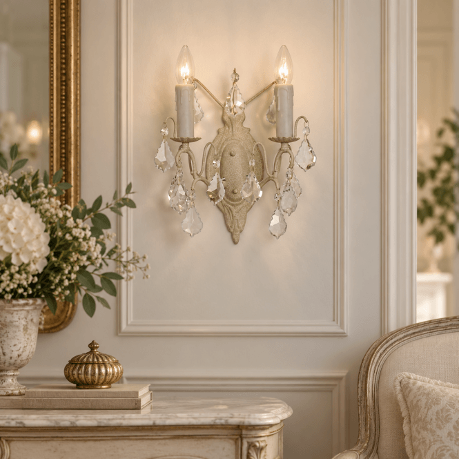 French Style Double Wall Light - Cream 