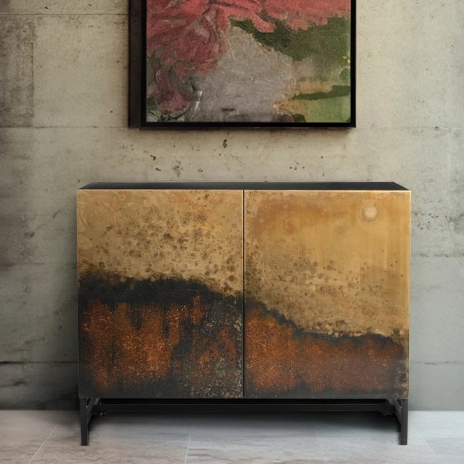 Galaxy Industrial Loft Brown Ombre Iron 2 Door Cabinet 