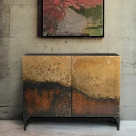 Galaxy Industrial Loft Brown Ombre Iron 2 Door Cabinet 