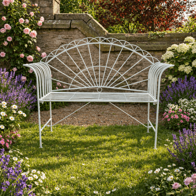 Garden Metal Bench In Provence Style
