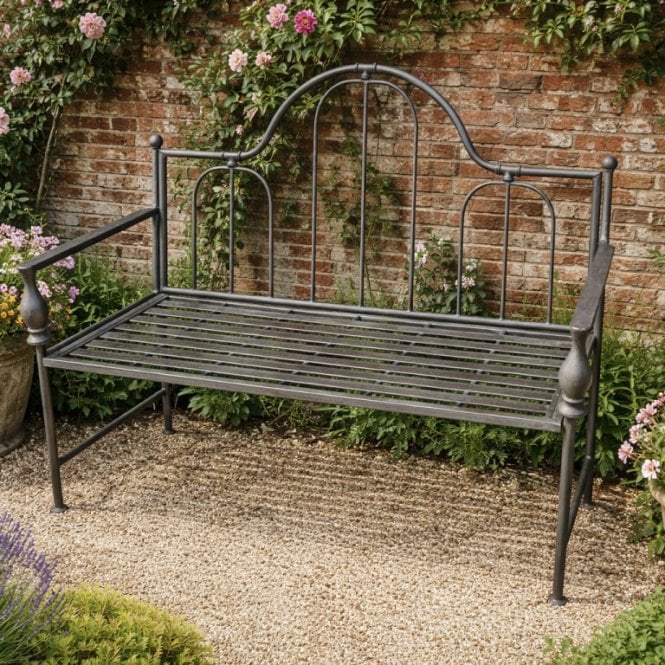 Garden Metal Bench In Vintage Style - Grey