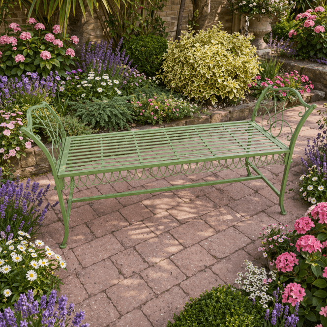 Garden Metal Bench Seat In Green