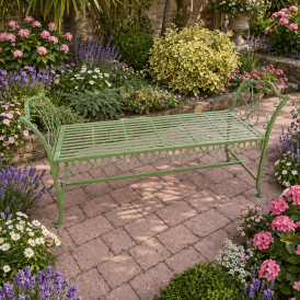 Garden Metal Bench Seat In Green