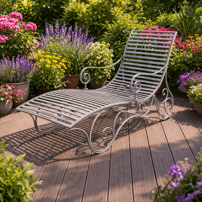 Garden Sun Lounger Metal Frame - Grey