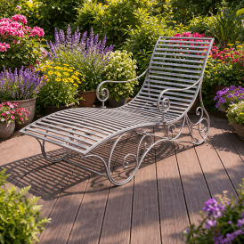 Garden Sun Lounger Metal Frame - Grey