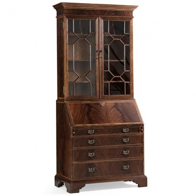 Georgian Mahogany Bookcase Writing Desk Cabinet