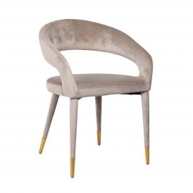 Gia Mid Century Upholstered Chair In Khaki Velvet 