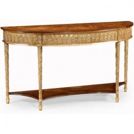 Gilded Demilune Console Table with Drawer