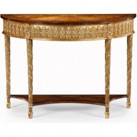 Gilded Demilune Console Table with Shelf