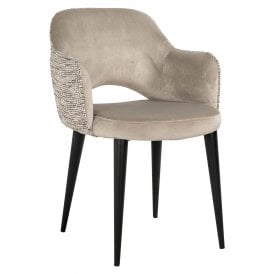 Giovanna Dining Armchair In Natural Velvet