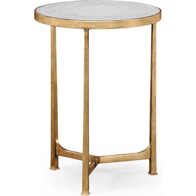Glass Round Side Table, Gold