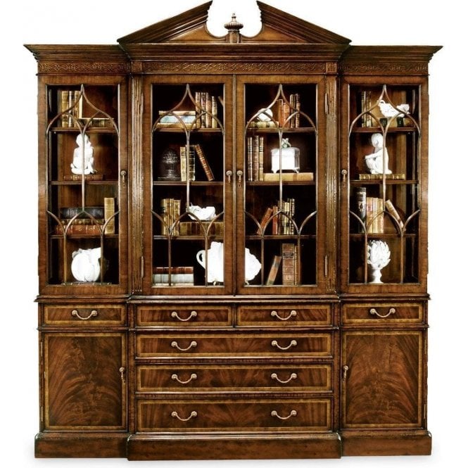 Glazed Triple Display Cabinet/Dresser, Mahogany