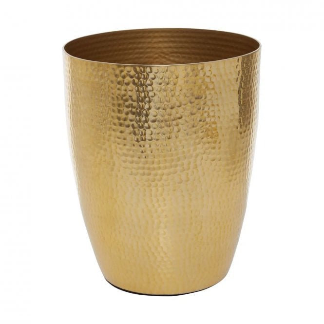 Gold Hammered Effect Waste Paper Bin 
