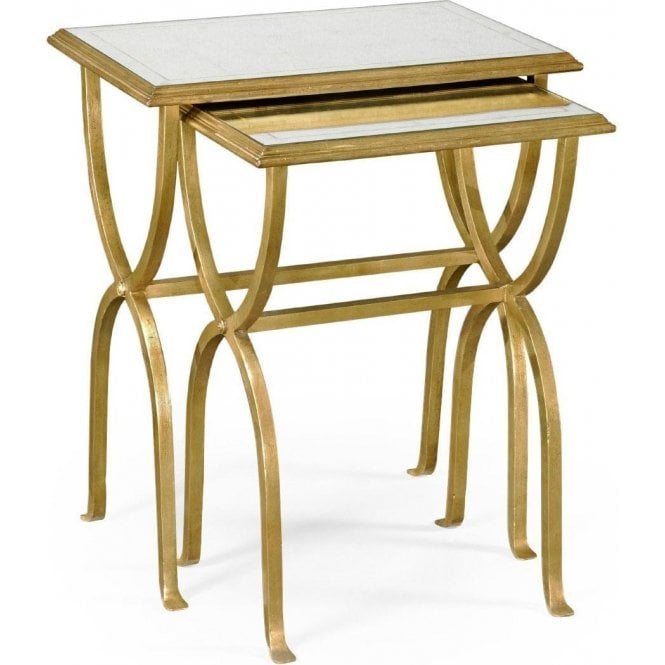 Gold Nest of Tables With Glass Top