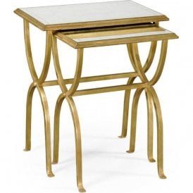 Gold Nest of Tables With Glass Top