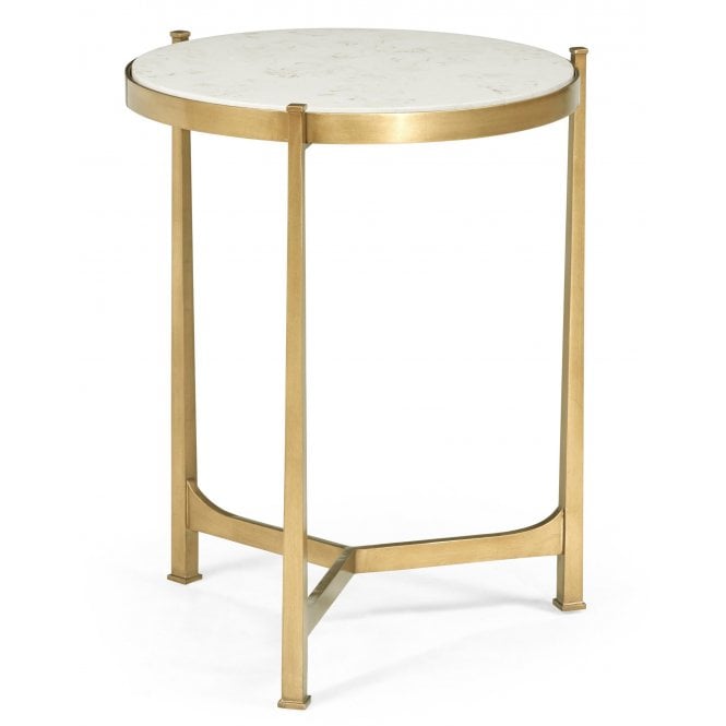 Gold Round Side Table With Scagliola Top
