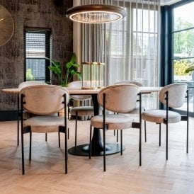 Hampton Mid Century Travertine Oval Dining Table 92''