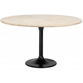 Hampton Mid Century Travertine Round Dining Table 56''