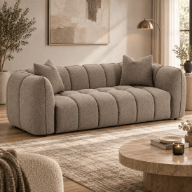 Hogan 3 Seater Modern Curved Sofa in Taupe