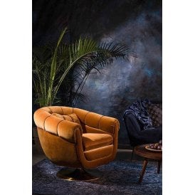 Hugo Mid Century Modern Velvet Swivel Lounge Chair 