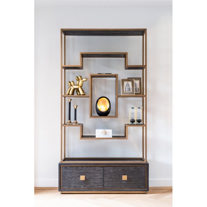 Hunter Mid Century Brown Oak Open Back Bookcase 