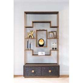 Hunter Mid Century Brown Oak Open Back Bookcase 