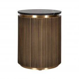 Ironville Black Marble Brass Round Side Table