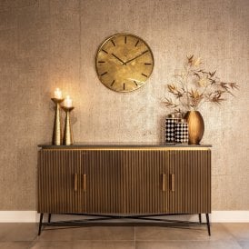 Ironville Mid Century Modern Black Marble Brass 4 Door Sideboard