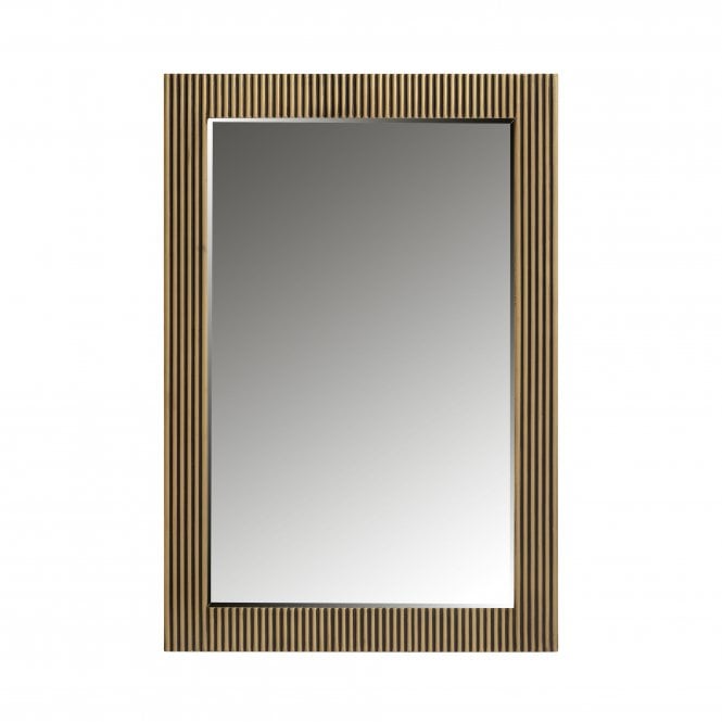 Ironville Mid Century Modern Brass Ribbed Wall Mirror - 104cm