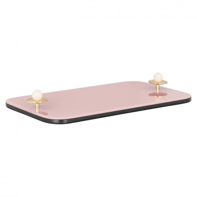 Jalien Pink Glass Tray With Pearl Handles