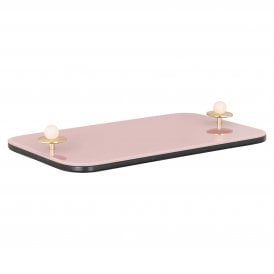 Jalien Pink Glass Tray With Pearl Handles