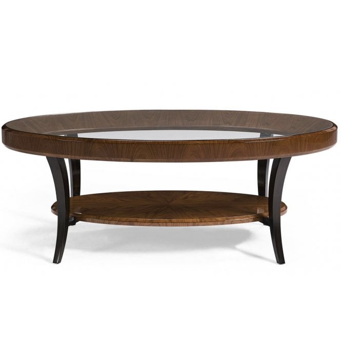 Jonathan Charles Art Deco Oval Coffee Table With Glass Top