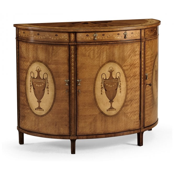 Jonathan Charles Walnut Demilune Cabinet Adam Style 
