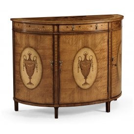 Jonathan Charles Walnut Demilune Cabinet Adam Style 