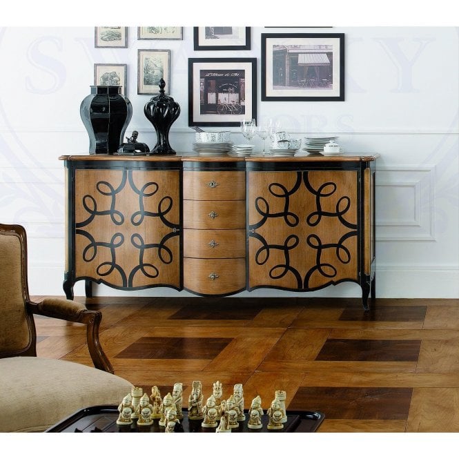 Large Sideboard With Decorated Doors 4 Drawers
