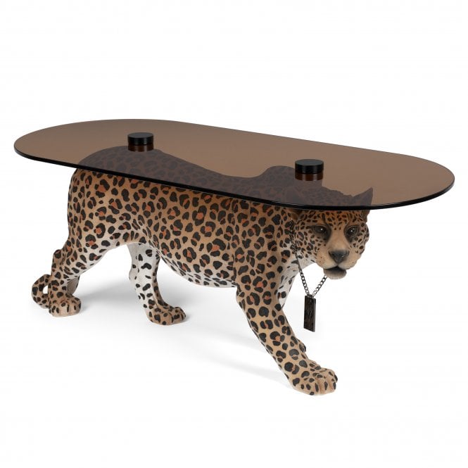 Leopard Glass Top Coffee Table 