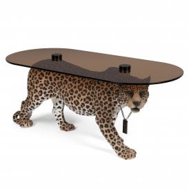 Leopard Glass Top Coffee Table 