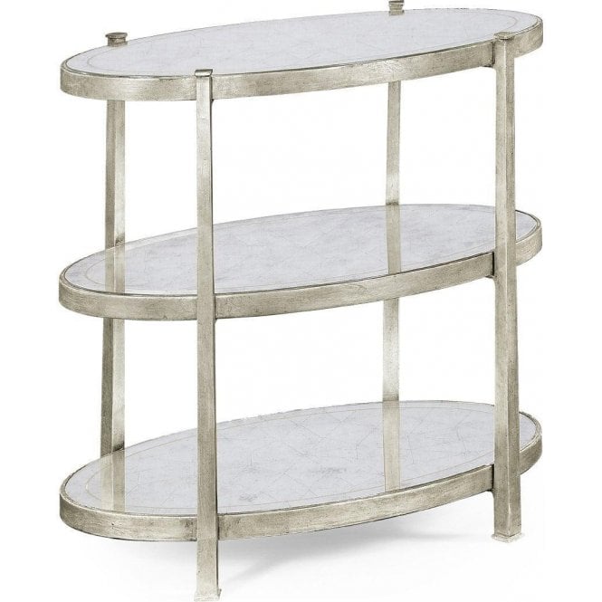 Luxury Designer 3-Tier Glass Side Table, Silver