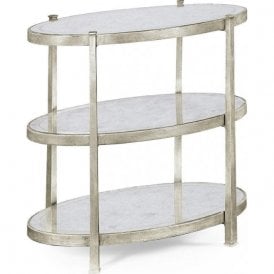 Luxury Designer 3-Tier Glass Side Table, Silver