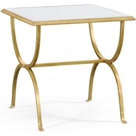Luxury Designer Gold Lamp Table With Glass Top