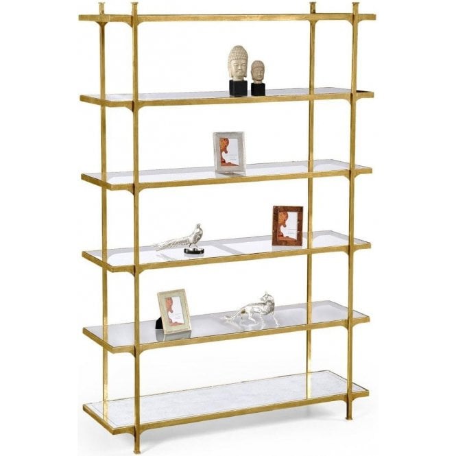 Luxury Gold Etagere Display Bookcase With Six Glass Shelves 