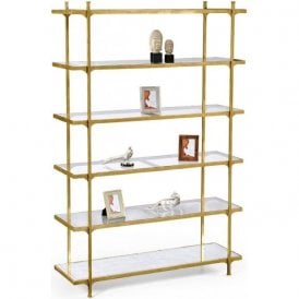 Luxury Gold Etagere Display Bookcase With Six Glass Shelves 