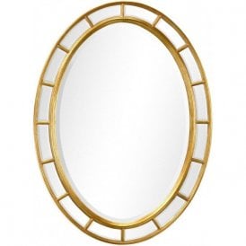 Luxury Gold Oval Wall Mirror with Mirrored Frame