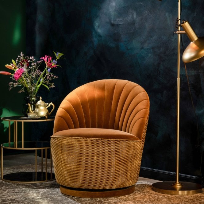 Madison Mid Century Modern Velvet Swivel Lounge Chair 